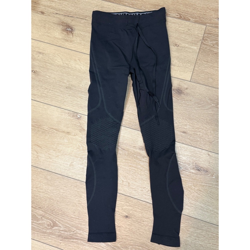 Gymshark Womens Black Ribbed Performance Training Leggings XS Drawstring